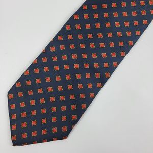 Brooks Brothers 100% Silk Red and Gold on Navy Necktie Tie USA EUC 58 x 3.75